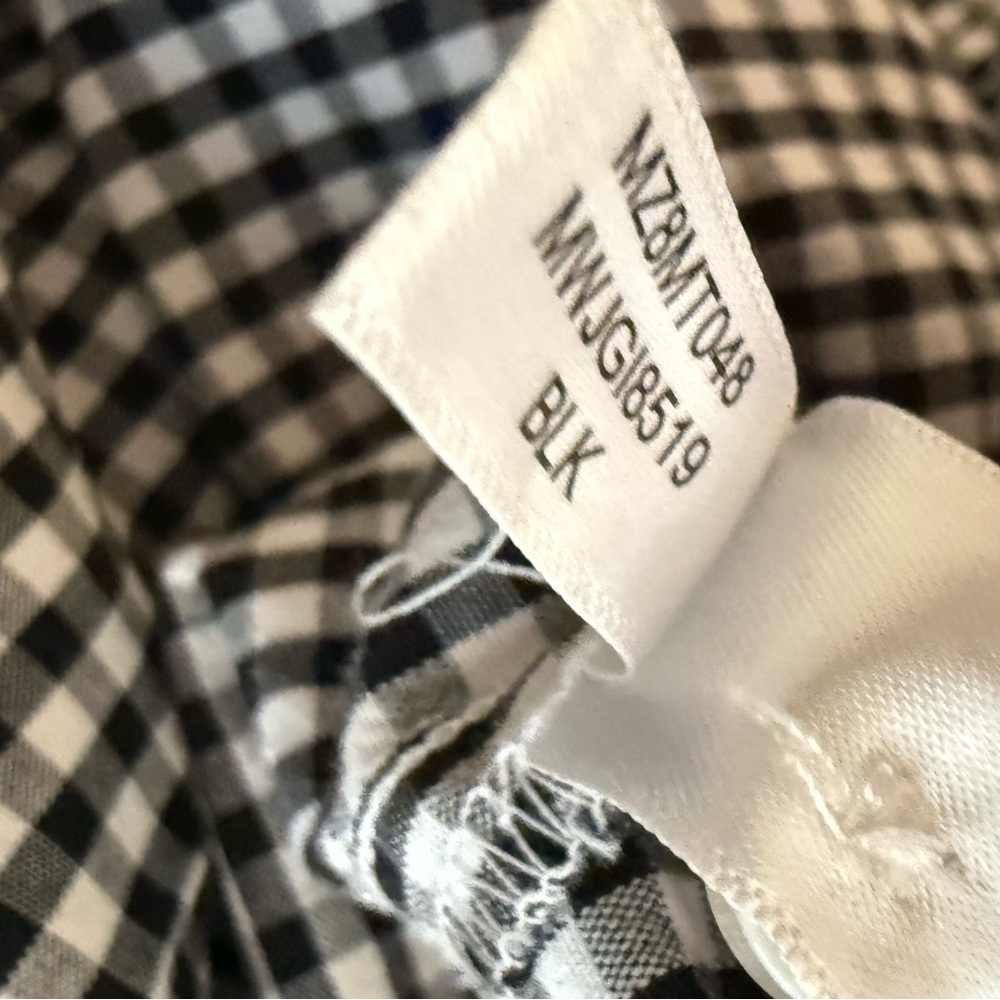 Marc New York Andrew Marc Blouse Top Black White Check Ties Shirt Halloween Med - Picture 5 of 6